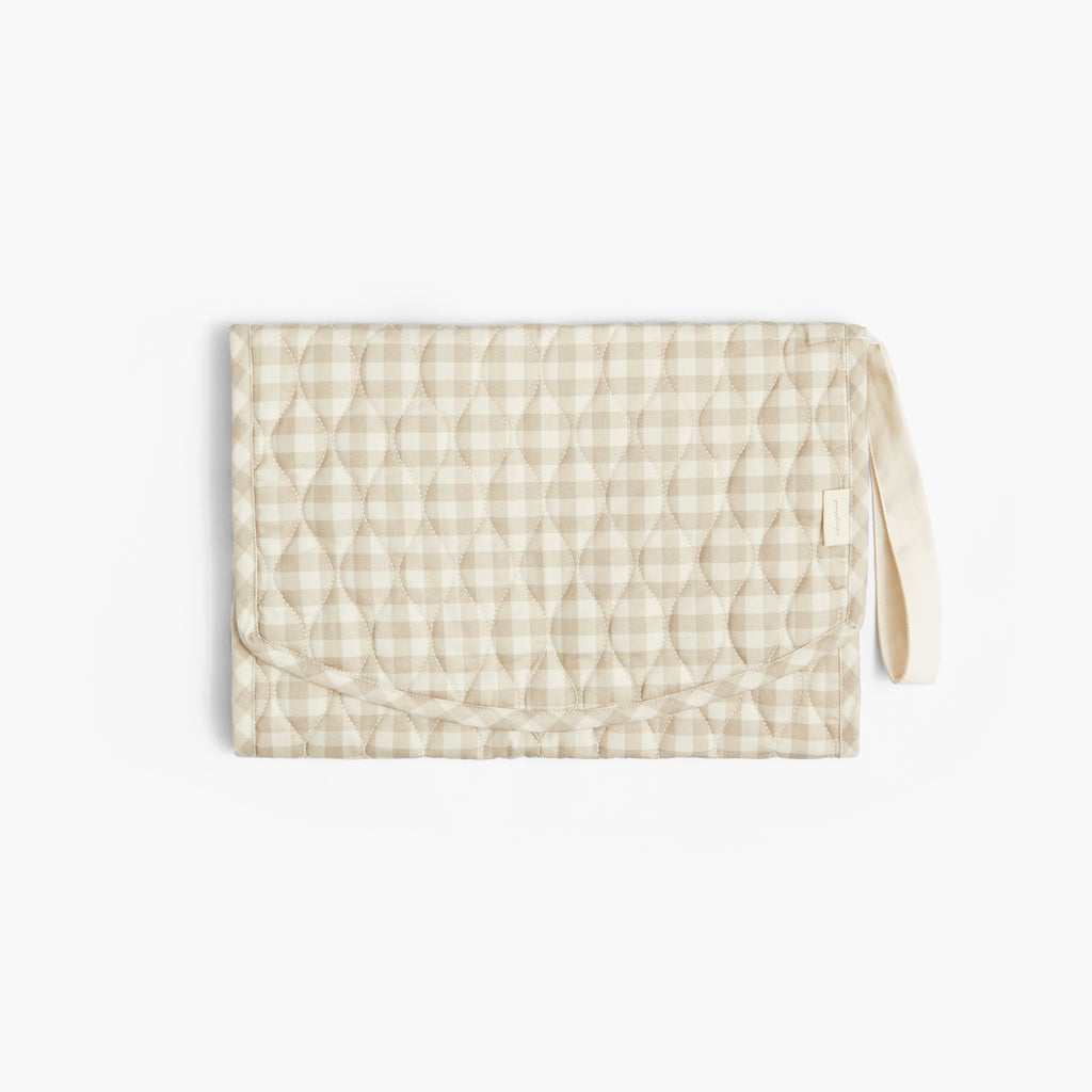 Personalize Me: Portable Changing Pad in Beige Gingham 