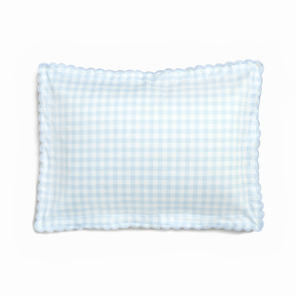 Personalize Me: Picnic Gingham Toddler Pillow in Blue the Front Side