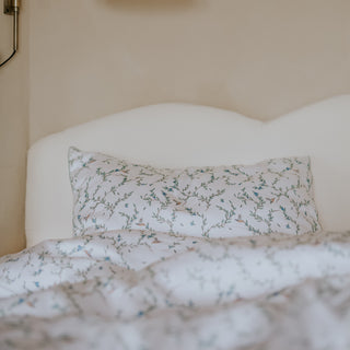 Twin duvet sheet set in the "Secret Garden" print in the color ivory, the set includes a duvet cover and a standard pillowcase