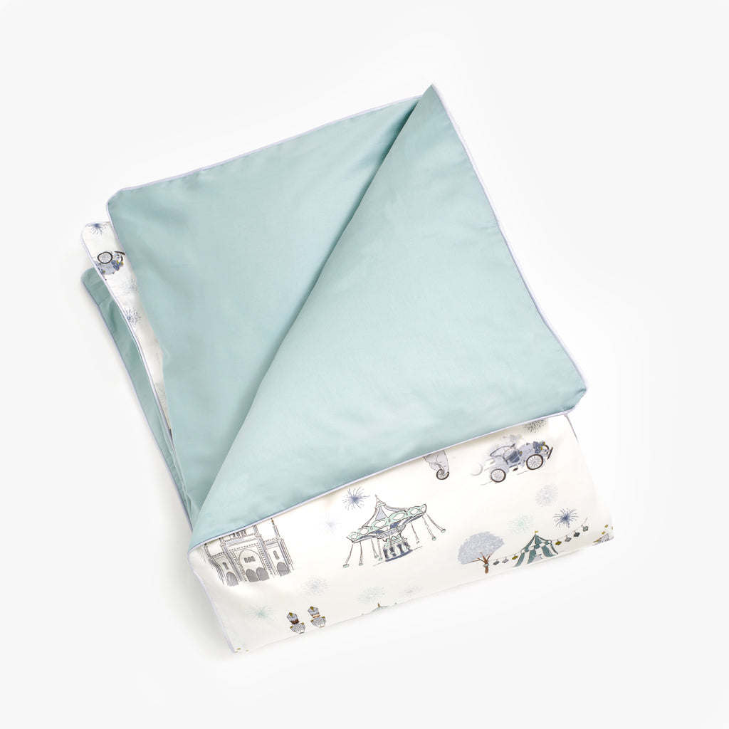 Personalize Me: Baby duvet in the "Adventures in Wonderland" print in the color aqua