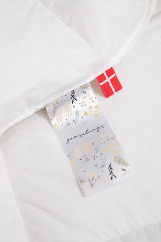 duvet insert with label of danish flag