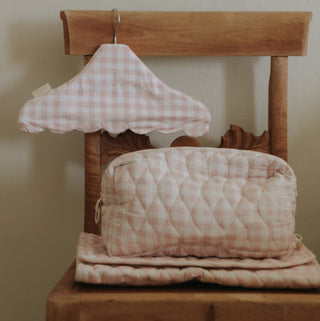 Toiletry Pouch in Gingham Pink