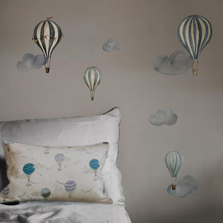 Wall Decals of Hot Air Balloons with a Bedroom Set Up