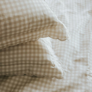 Picnic Gingham Standard Pillowcase Set in Beige