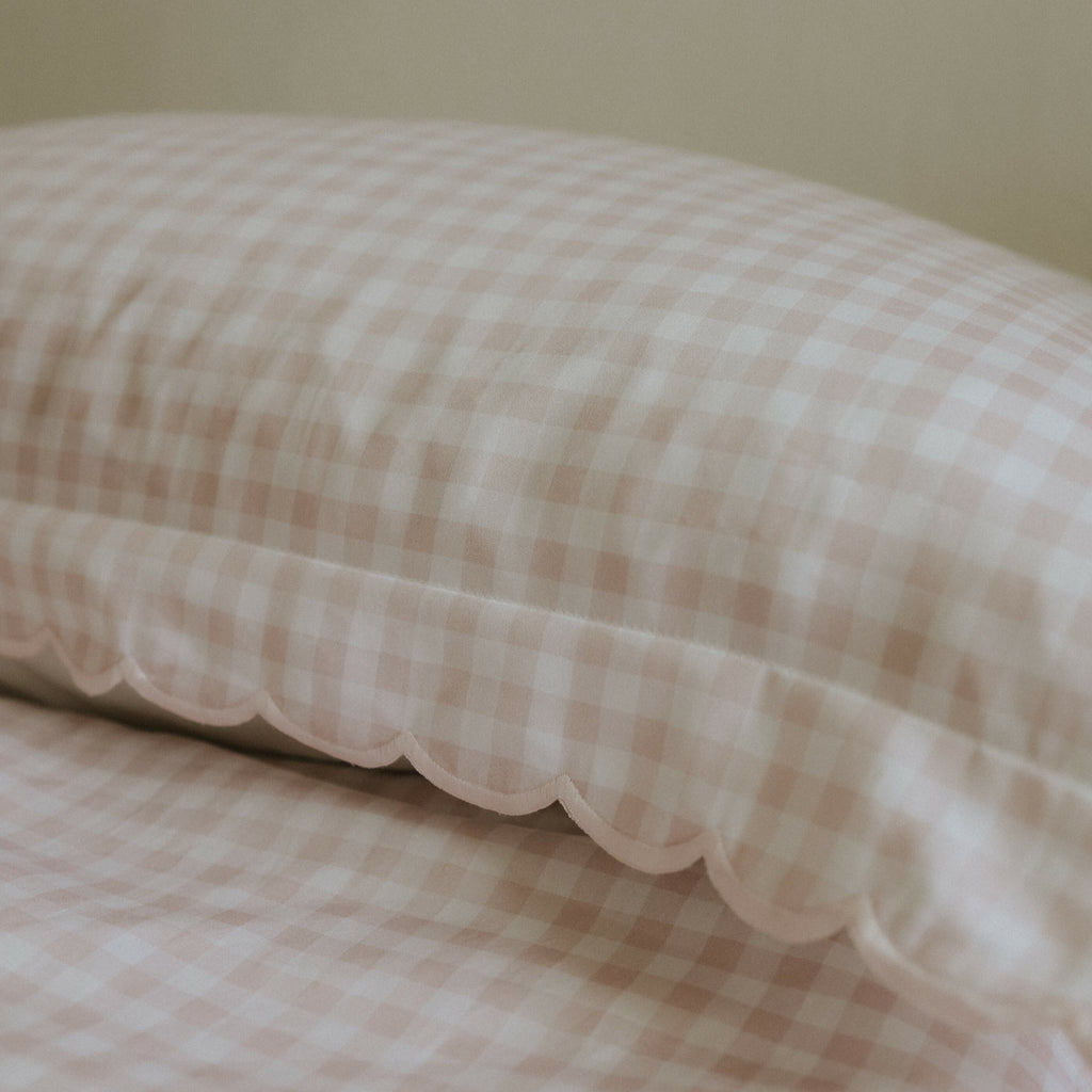 SIde image of the pillow in Picnic Gingham in Pink