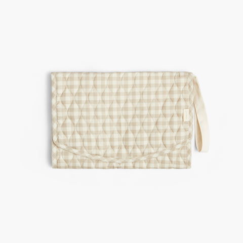 Portable Changing Pad in Beige Gingham 