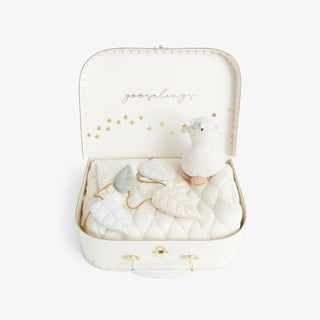 Baby Shower Gift Set which includes: Toiletry Pouch, Knit Gooseling and Garland