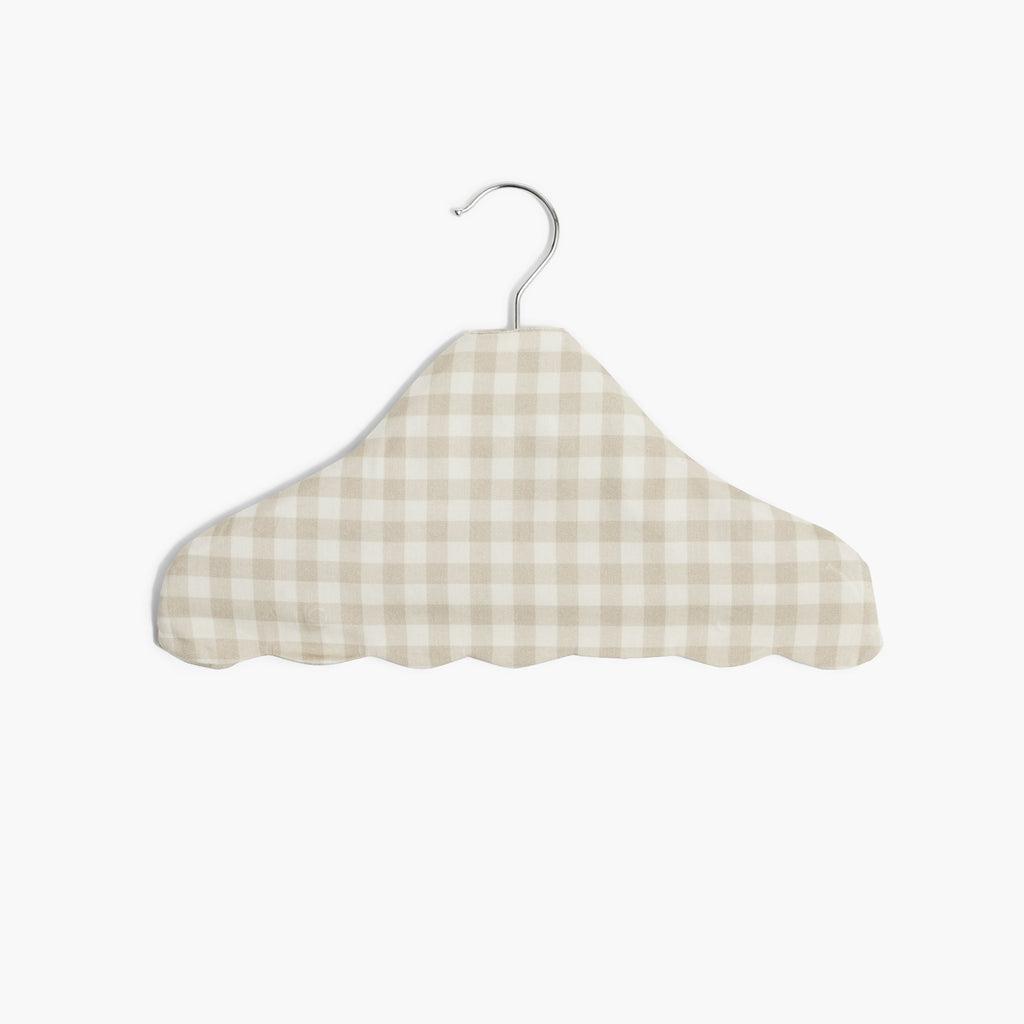 Backside of Children's Hanger in Beige Gingham 