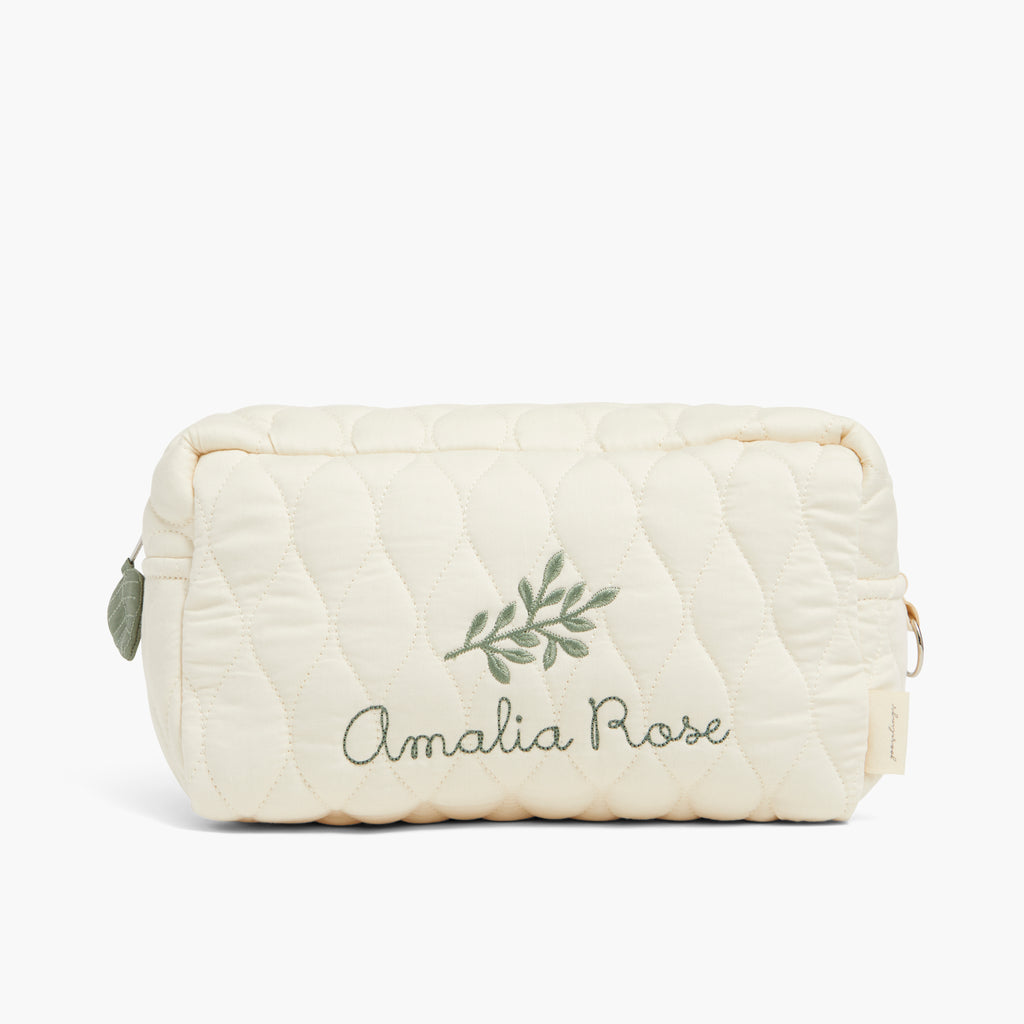 Personalize Me: Toiletry Pouch in Ivory with child's name monogramed on front.