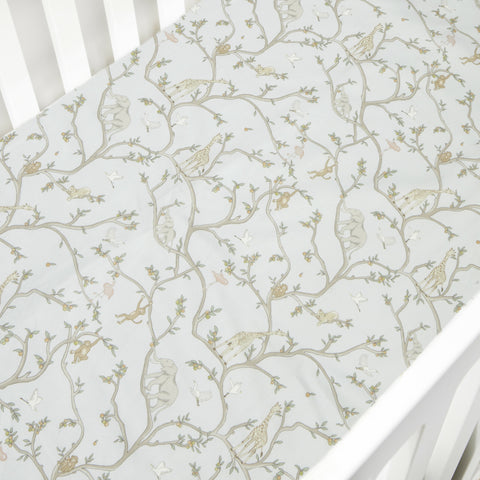 Animal Parade Crib Sheet in Blue