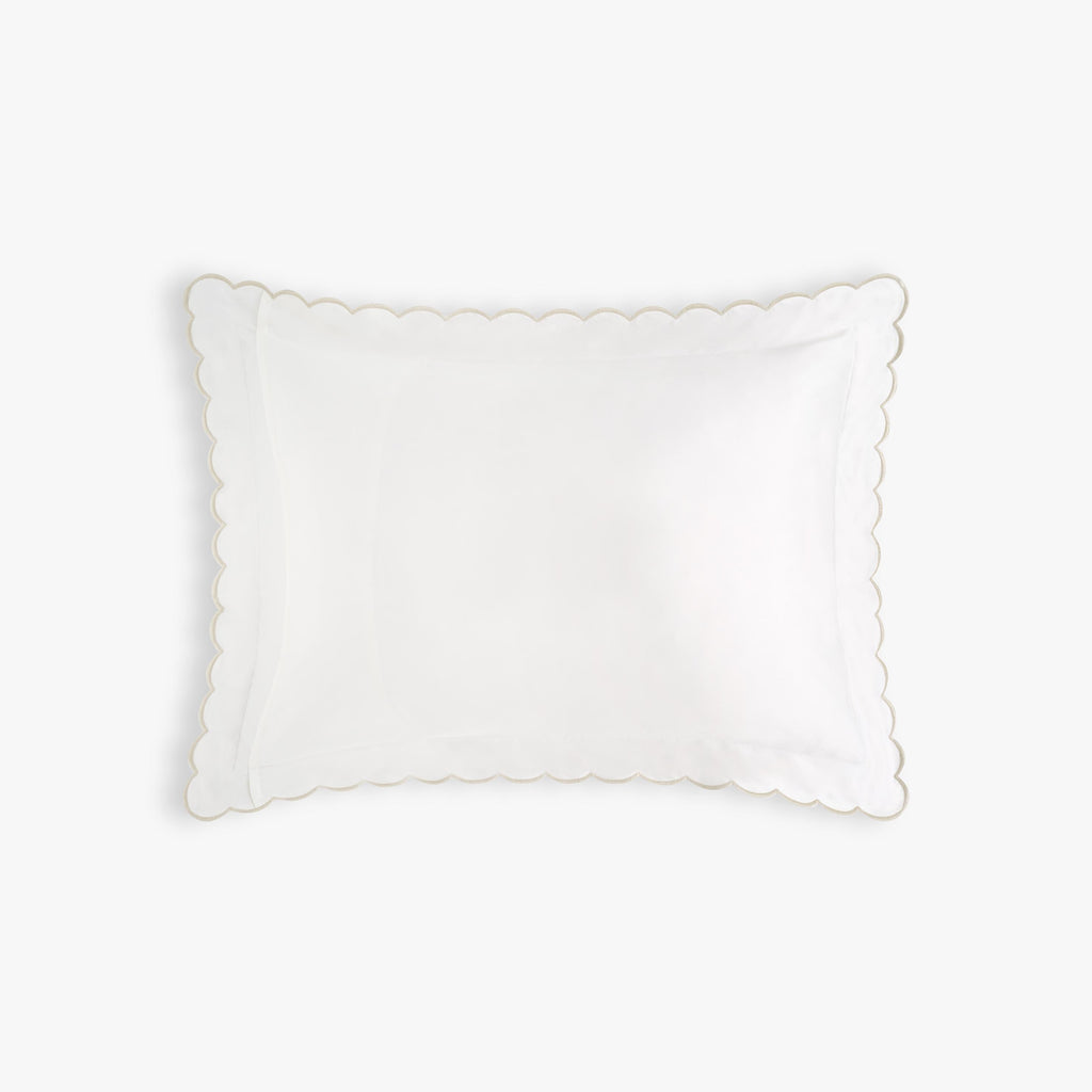 Personalize Me: Picnic Gingham Standard Pillowcase Set in Beige and Backside in White