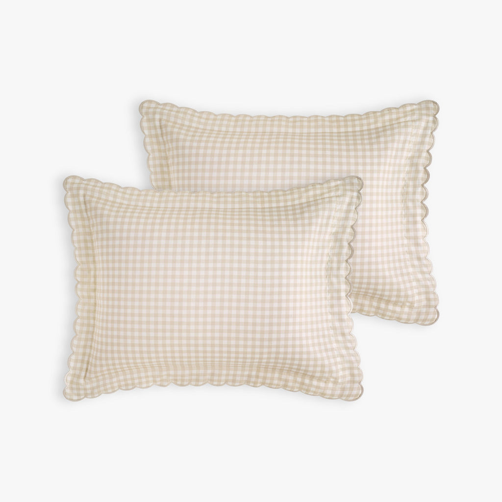 Personalize Me: Picnic Gingham Standard Pillowcase Set in Beige 