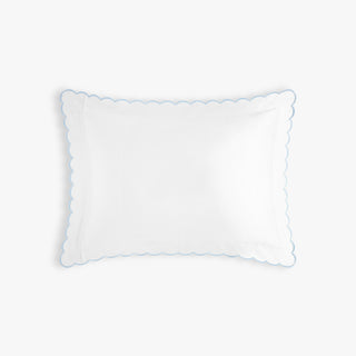 Picnic Gingham Standard Pillowcase Set in Blue and Backside in White