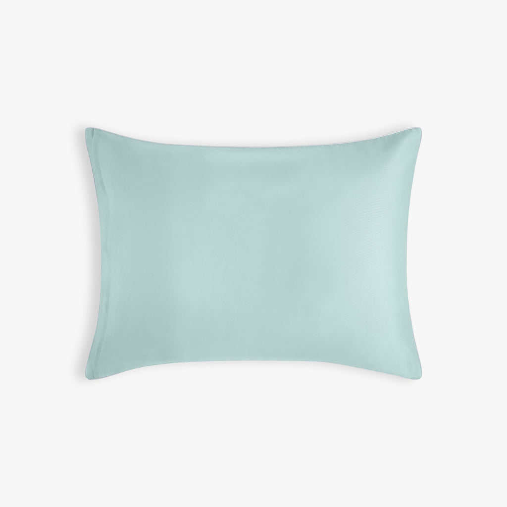 Personalize Me: Adventures in Wonderland Standard Pillowcase Set in Aqua showing backside of solid Aqua
