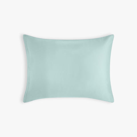 Adventures in Wonderland Standard Pillowcase Set in Aqua showing backside of solid Aqua