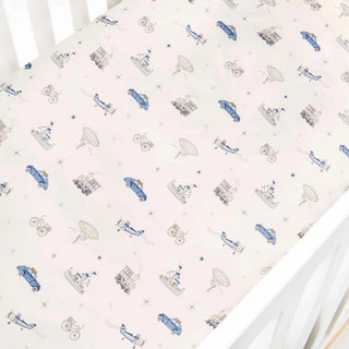 Transport Treasures Crib Sheet in Blue