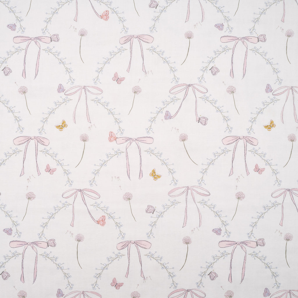 Bows & Butterfly Kisses Swaddle Blanket in Pink.
