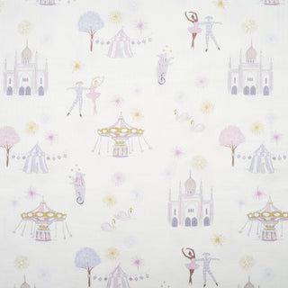 Adventures in Wonderland Swaddle Blanket in Rose.