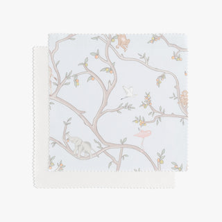 Animal Parade Print in Blue with backside in solid Ivory