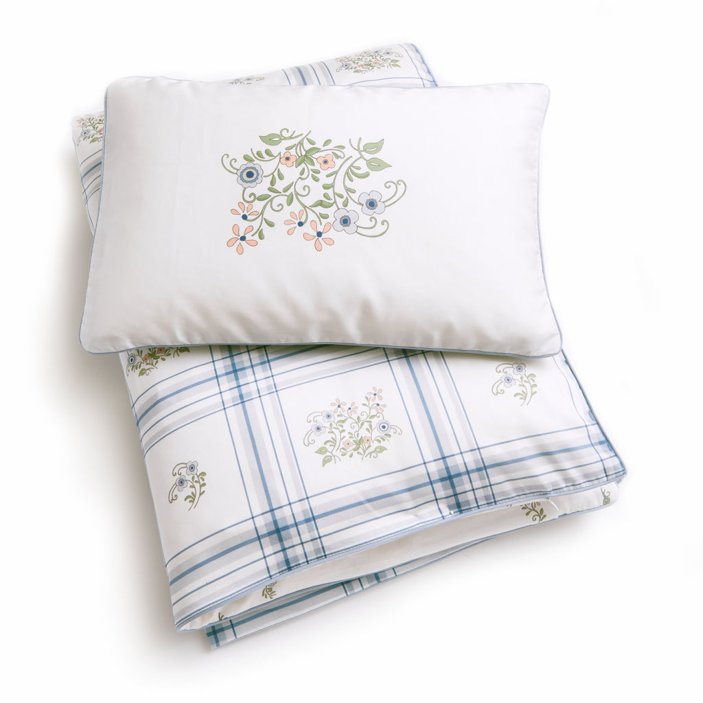 Personalize Me: Fleur & Stripe Print with a Toddler Pillow On Top