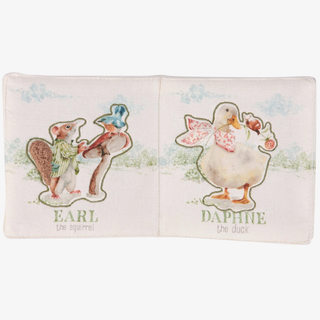 Illustrated book with characters Earl the Squirrel and Daphne the Duck on a white background