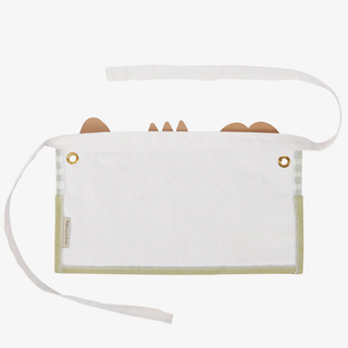 Back of green apron on a white background