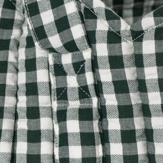 Close-up of a green and white checkered fabric
