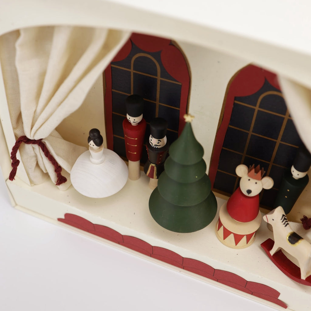Nutcracker Play Theater wooden box with wooden figurines
