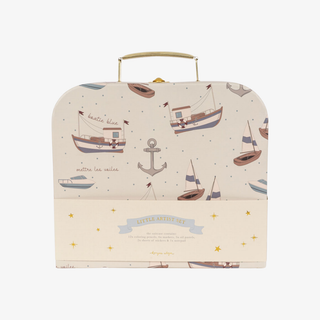 Suitcase with boat and anchor pattern on a white background
