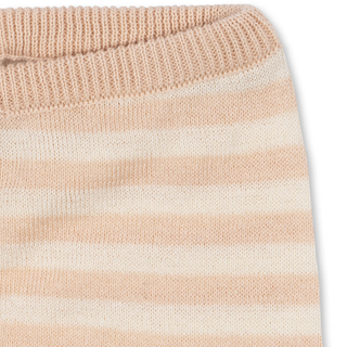 Close-up of a pink and white striped fabric texture