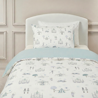 Adventure in Wonderland Twin Bed in Aqua with Pillow