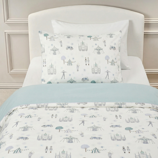 Adventure in Wonderland Twin Bed in Aqua with Pillow