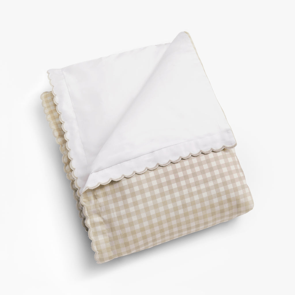Personalize Me: Picnic Gingham Baby Duvet in Beige folded