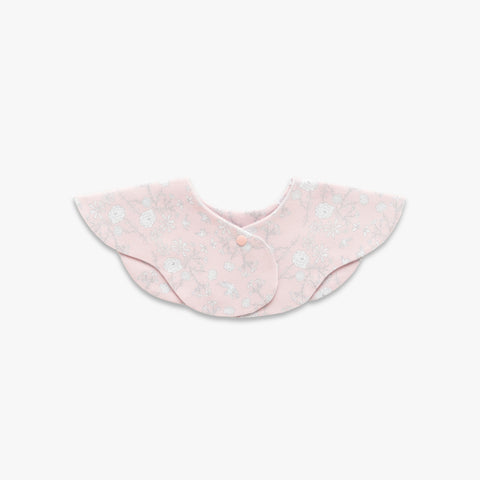 Birds Song Winglet Bib in Pink- backside with snap closure