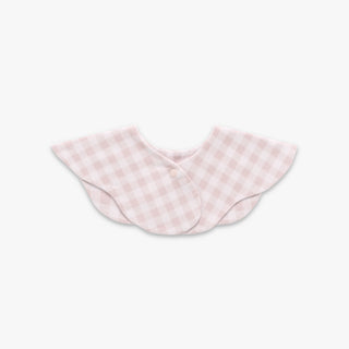 Picnic Gingham Winglet Bib in Pink- backside with snap closure