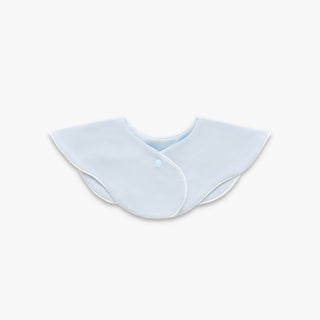 Winglet Bib in Solid Blue with White Trim- Backside with snap closure