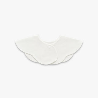 Solid Winglet Bib in Ivory- backside with snap closure