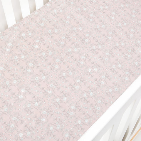 Bird's Song Crib Sheet - Pink