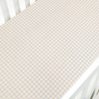 Gingham Crib Sheet in Beige