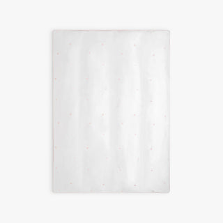 White toddler duvet with embroidered hearts pattern on a white background