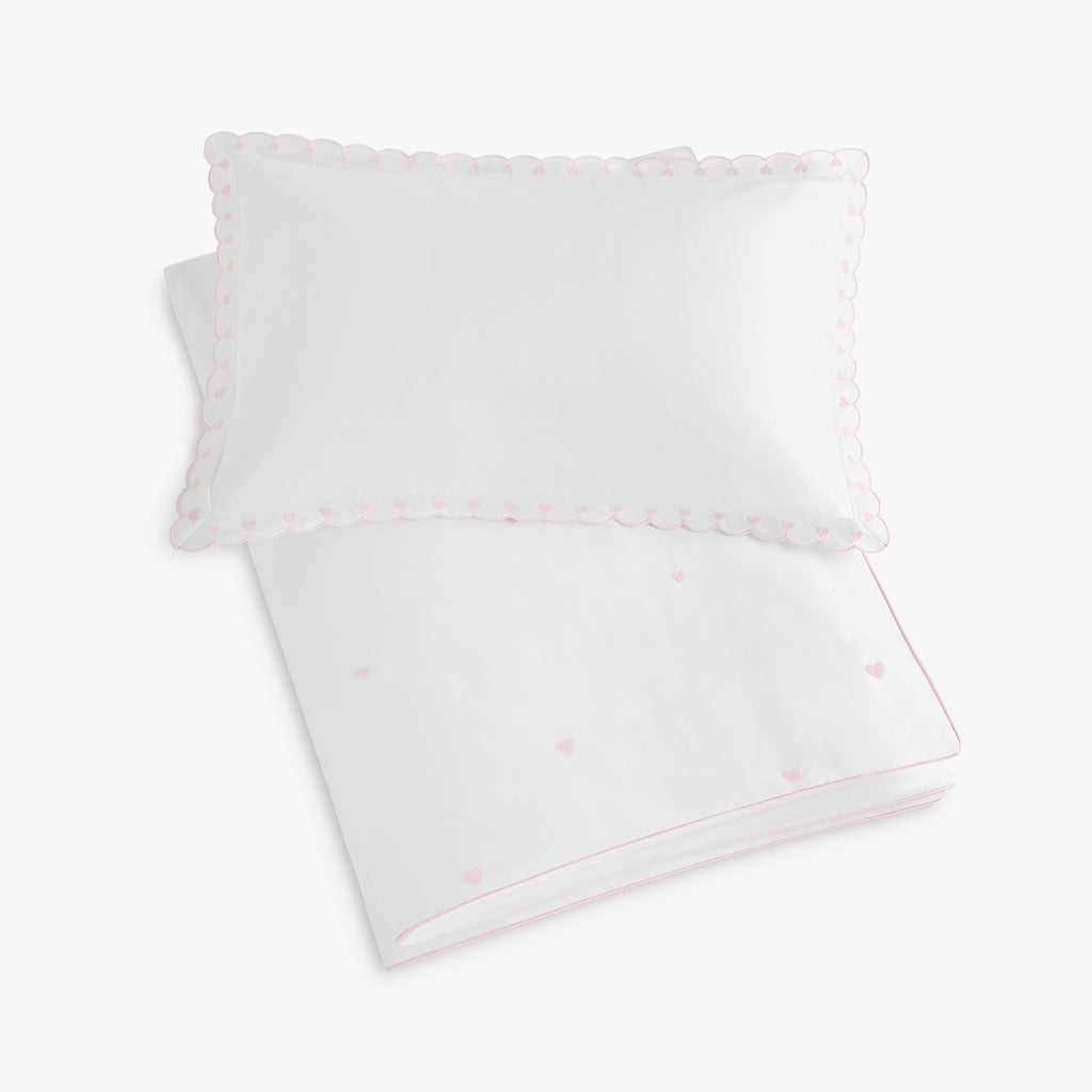 Embroidered Hearts Toddler Duvet - Pink – Gooselings