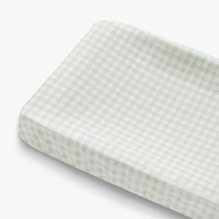Green Gingham Changing Mat Cover up close shot