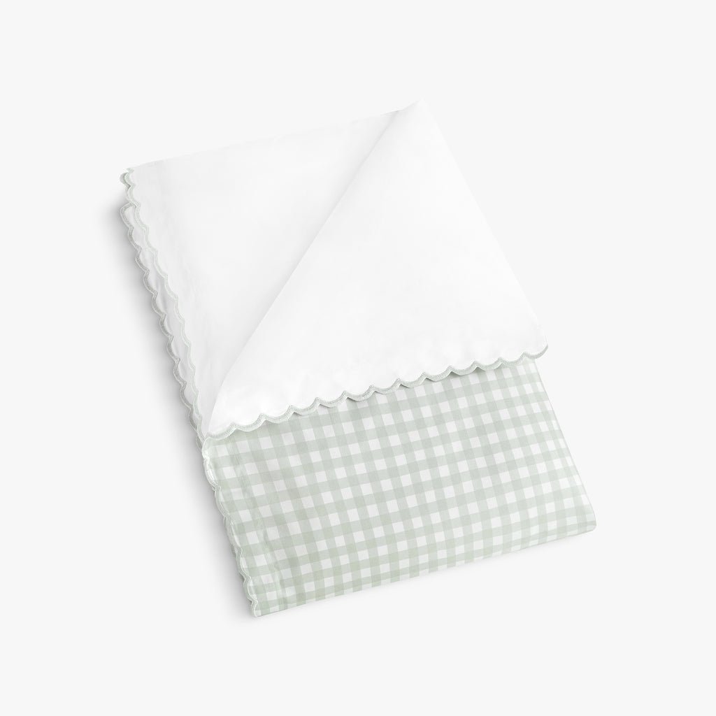 Personalize Me: Picnic Gingham Baby Duvet in Green folded