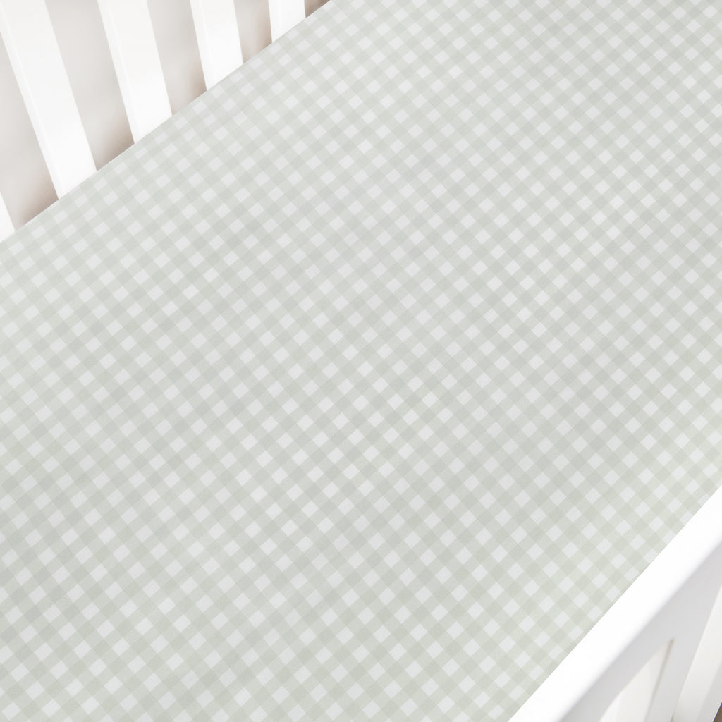 Picnic Gingham Crib Sheet in  Green