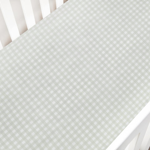 Picnic Gingham Crib Sheet in  Green