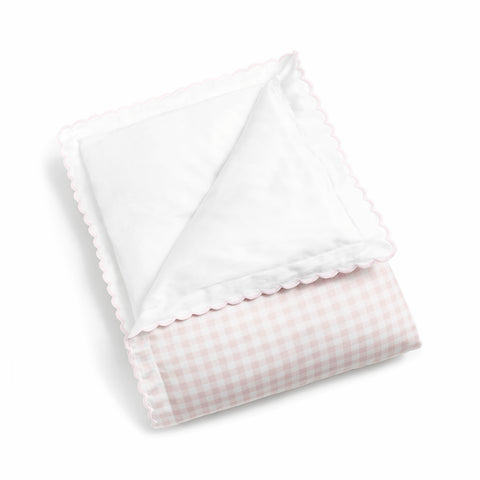 Baby Duvet in Picnic Gingham Print in the color Pink folded