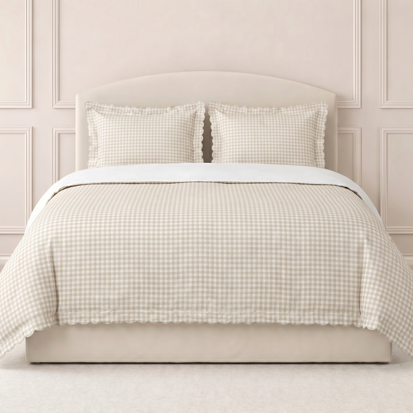 Picnic Gingham Full/Queen Duvet Cover - Beige – Gooselings