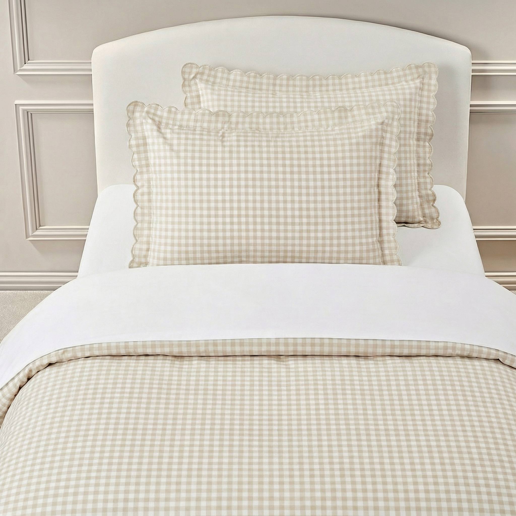 Picnic Gingham Twin Duvet Set - Beige – Gooselings