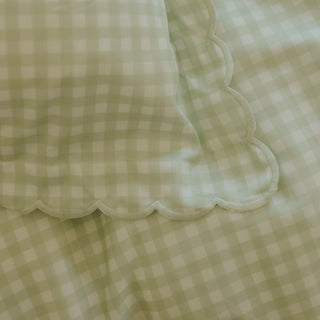 Picnic Gingham Green close up shot of scalloped detail