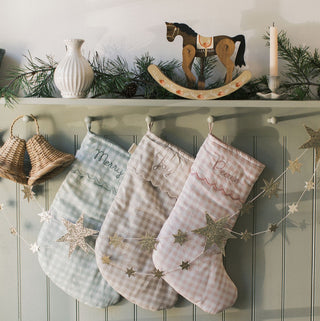 Holiday Keepsake Stocking - Blue Gingham